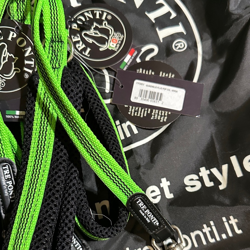 Tre Ponti Green and Black Dog Harness